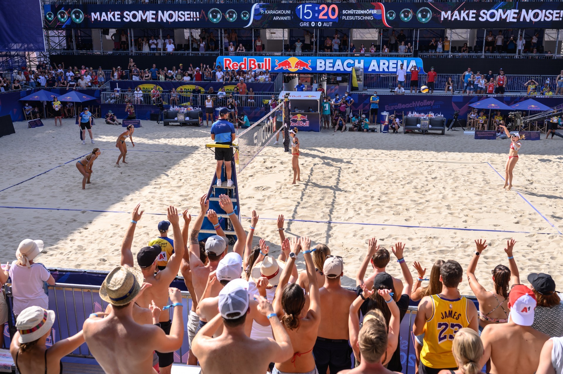 The Austrians played in front of their home fans at the Red Bull Beach Arena