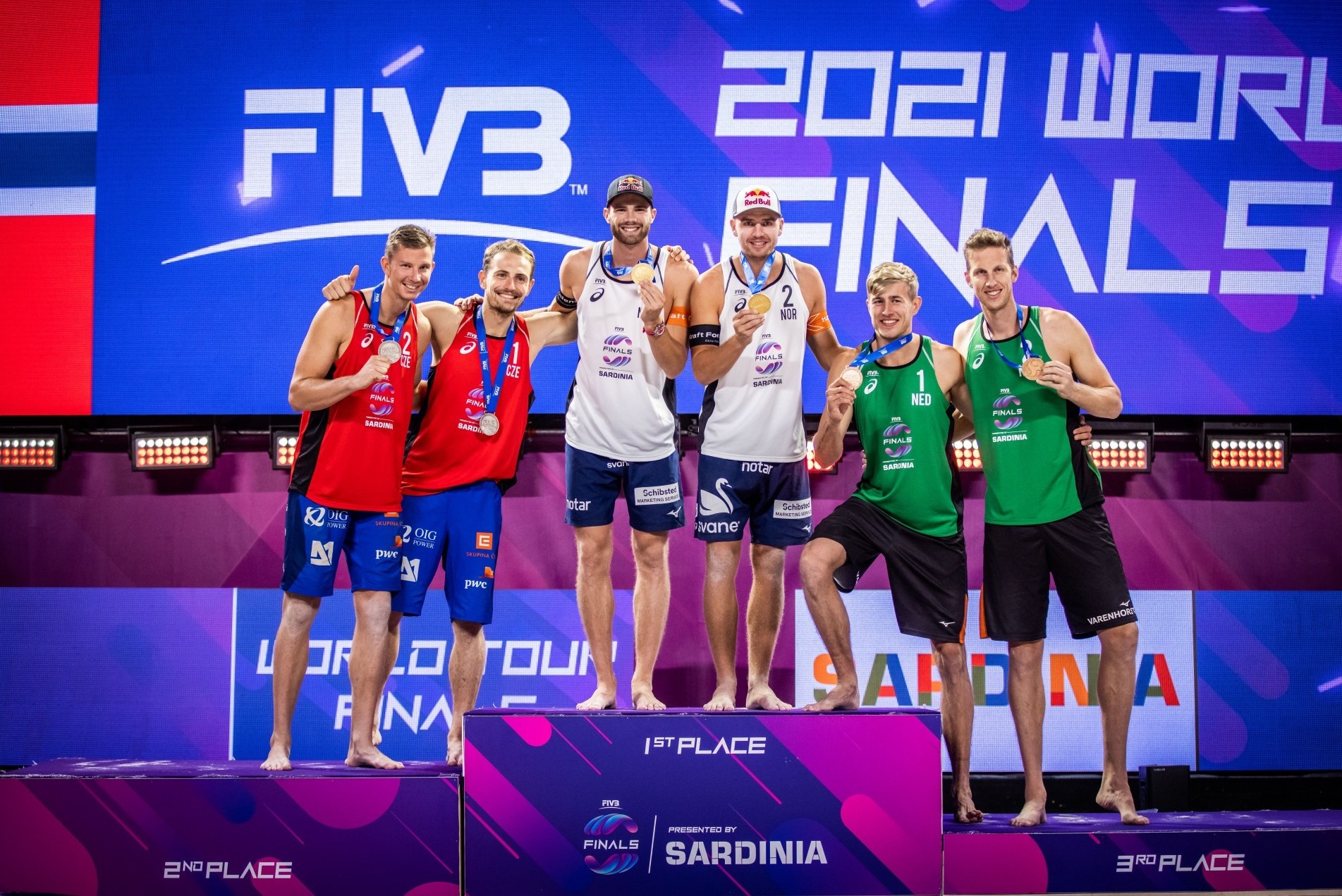 The men’s podium at the World Tour Finals in Sardinia